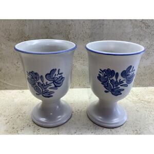 Pfaltzgraff Yorktowne Stoneware Goblet - Set of Two - Footd Pedestal Goblet